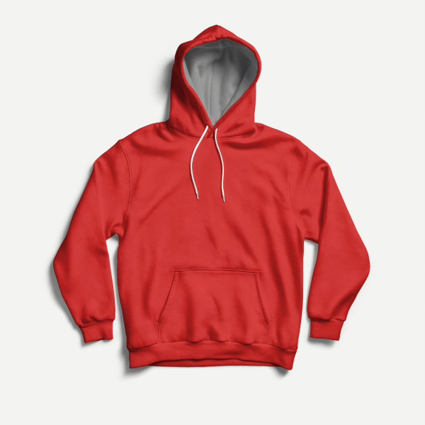 Zware hooded sweatshirt met halve rits in rood